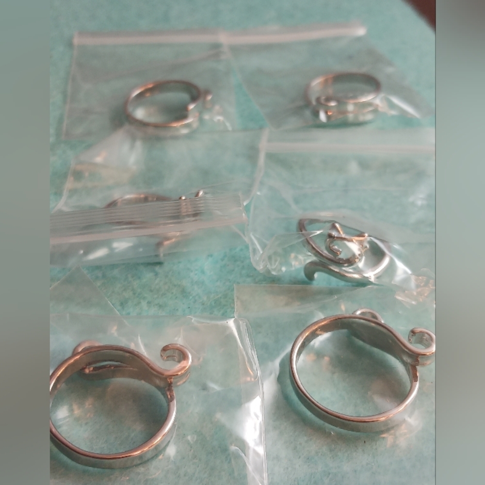 8 Silver Toned Ring Bundle, Cat Themed. Adjustable New